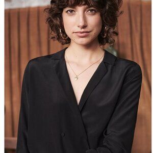 NWOT Sezane Linette Top in Black Silk Size 4